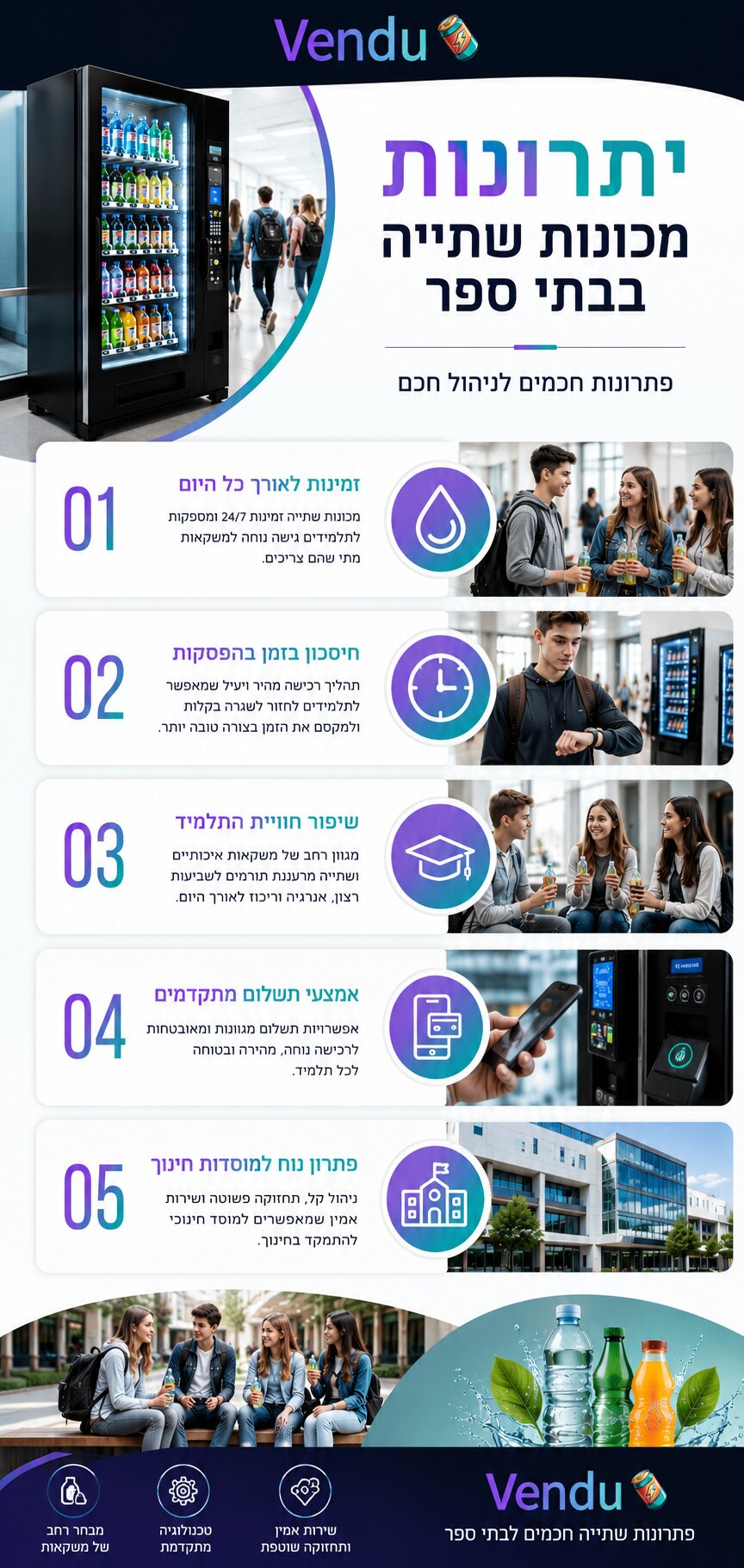 מכונות שתייה בבתי ספר - כל מה שצריך לדעת על פתרונות שתייה לתלמידים